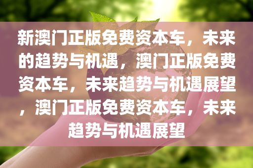 关于澳门正版免费资本车与未来趋势的专业解读